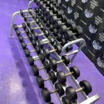 TAG Rubber Round 5-120 lb. Dumbbell Set w/3 Racks
